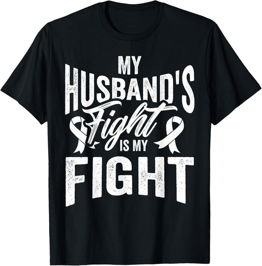 InGENIUS Cancer Awareness My Husbands Fight Is My Fight Support -Adults Black Classic Fit Short Sleeve T-Shirt - T-Shirt | Black