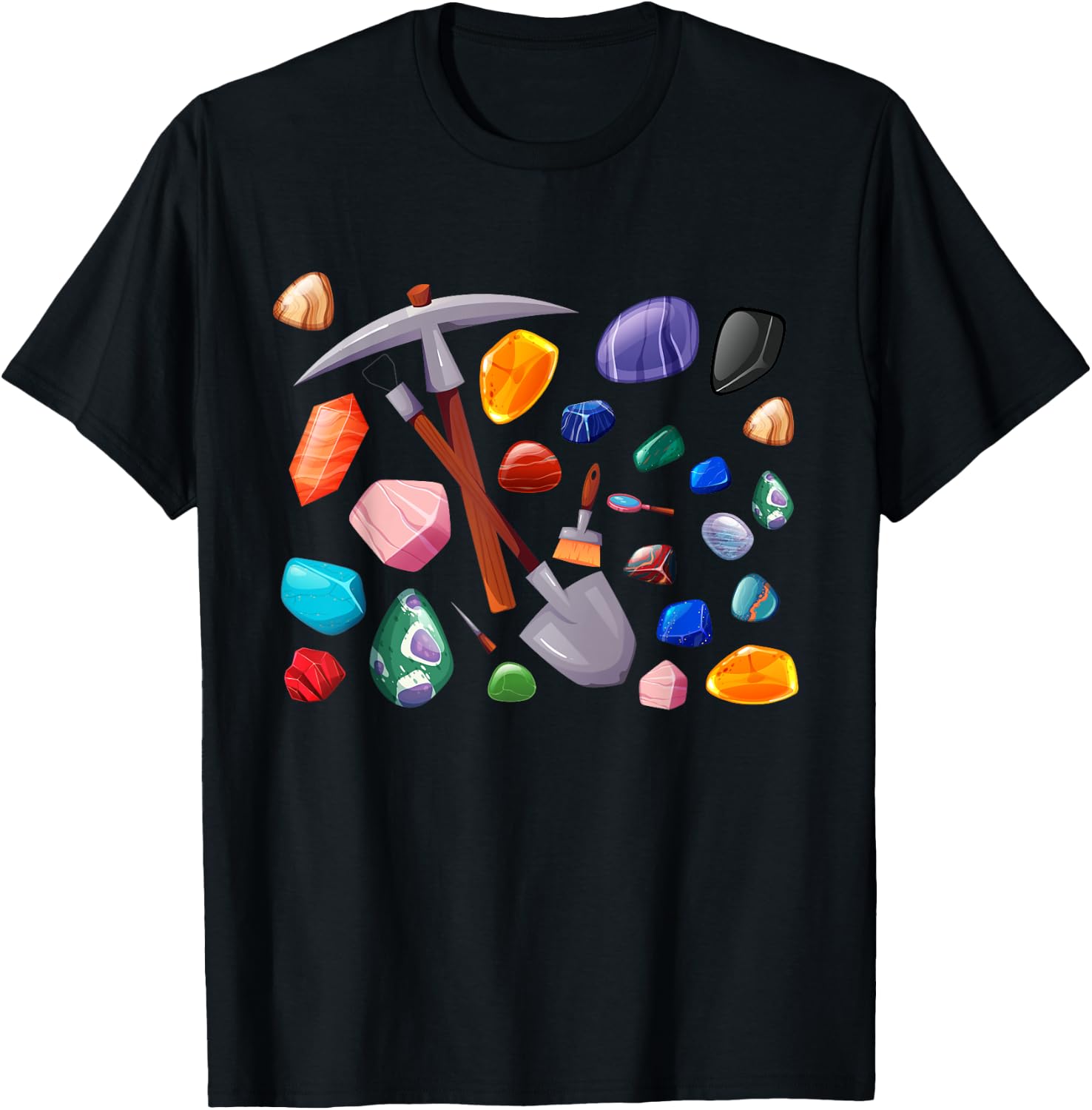 Crystals Minerals Hobby Geologist Gemstone Quotes Mining Tools Graphic Funny Science Gem Hunters Scientists , Small, Black T-Shirt - T-Shirt | Black