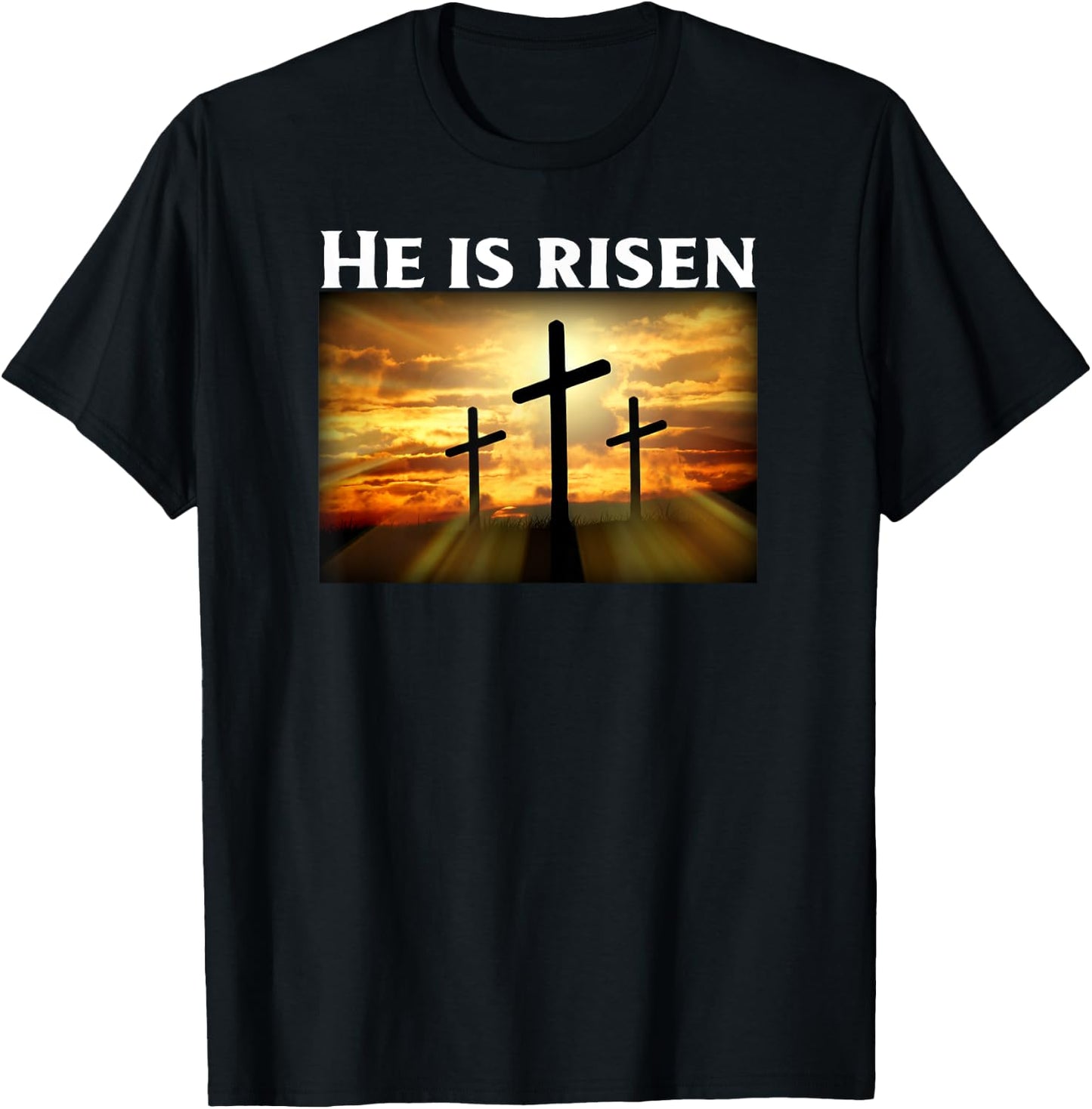 Easter T Shirt | He Is Risen T Shirt | Christian T Shirt T-Shirt - T-Shirt | Black