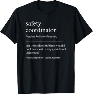 Funny Safety Coordinator Definition Retirement Appreciation T-Shirt - T-Shirt | Black