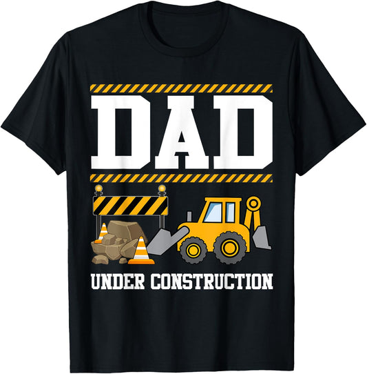 Dad Under Construction Kids Truck Excavator Matching Family T-Shirt - T-Shirt | Black