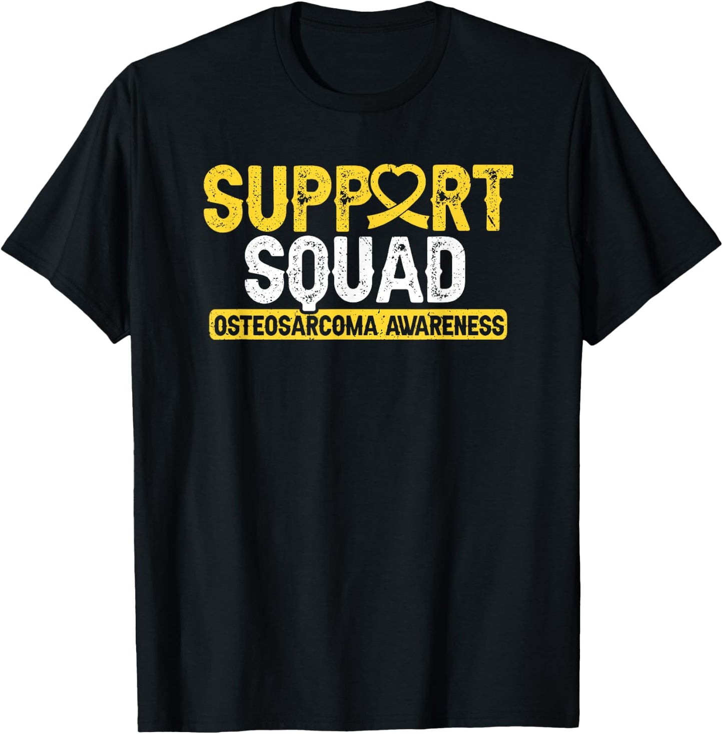 Osteosarcoma Support Squad Bone Cancer Ribbon Support T-Shirt - T-Shirt | Black