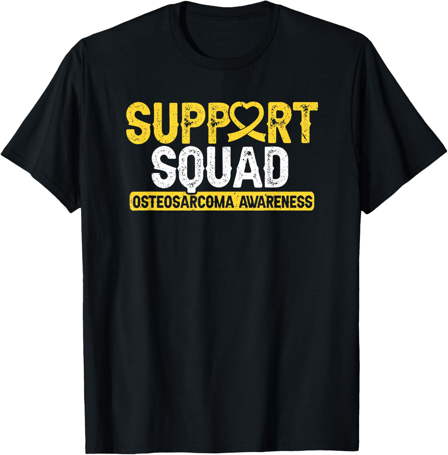 Osteosarcoma Support Squad Bone Cancer Ribbon Support T-Shirt - T-Shirt | Black