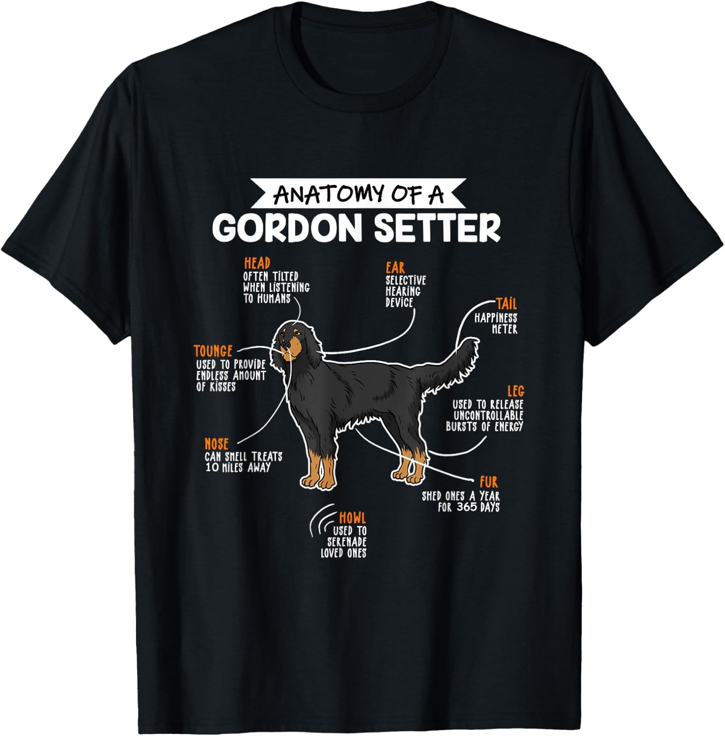 Anatomy of a Gordon Setter Fun Dog Master's Lady T-Shirt - T-Shirt | Black