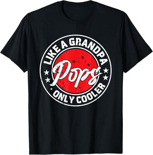 Pops Like A Grandpa Only Cooler Retro Men Father's Day T-Shirt - T-Shirt | Black