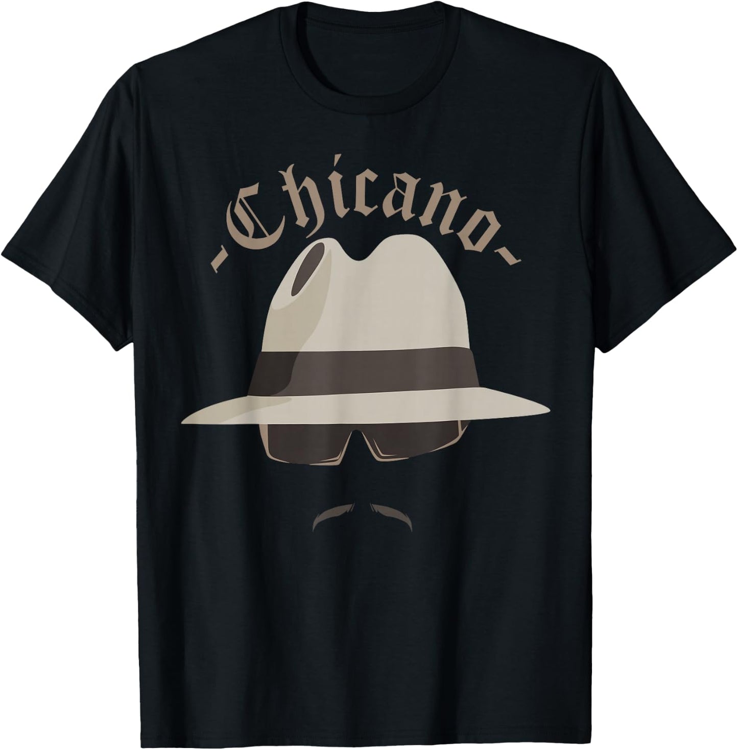 Lowrider Hat Chicano Moustache T-Shirt - T-Shirt | Black