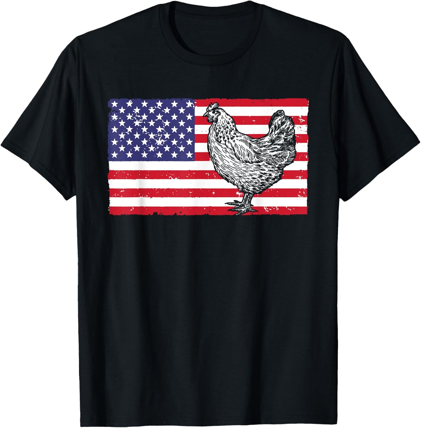Cool Chicken Women Chicken Lover USA American Flag T-Shirt - T-Shirt | Black
