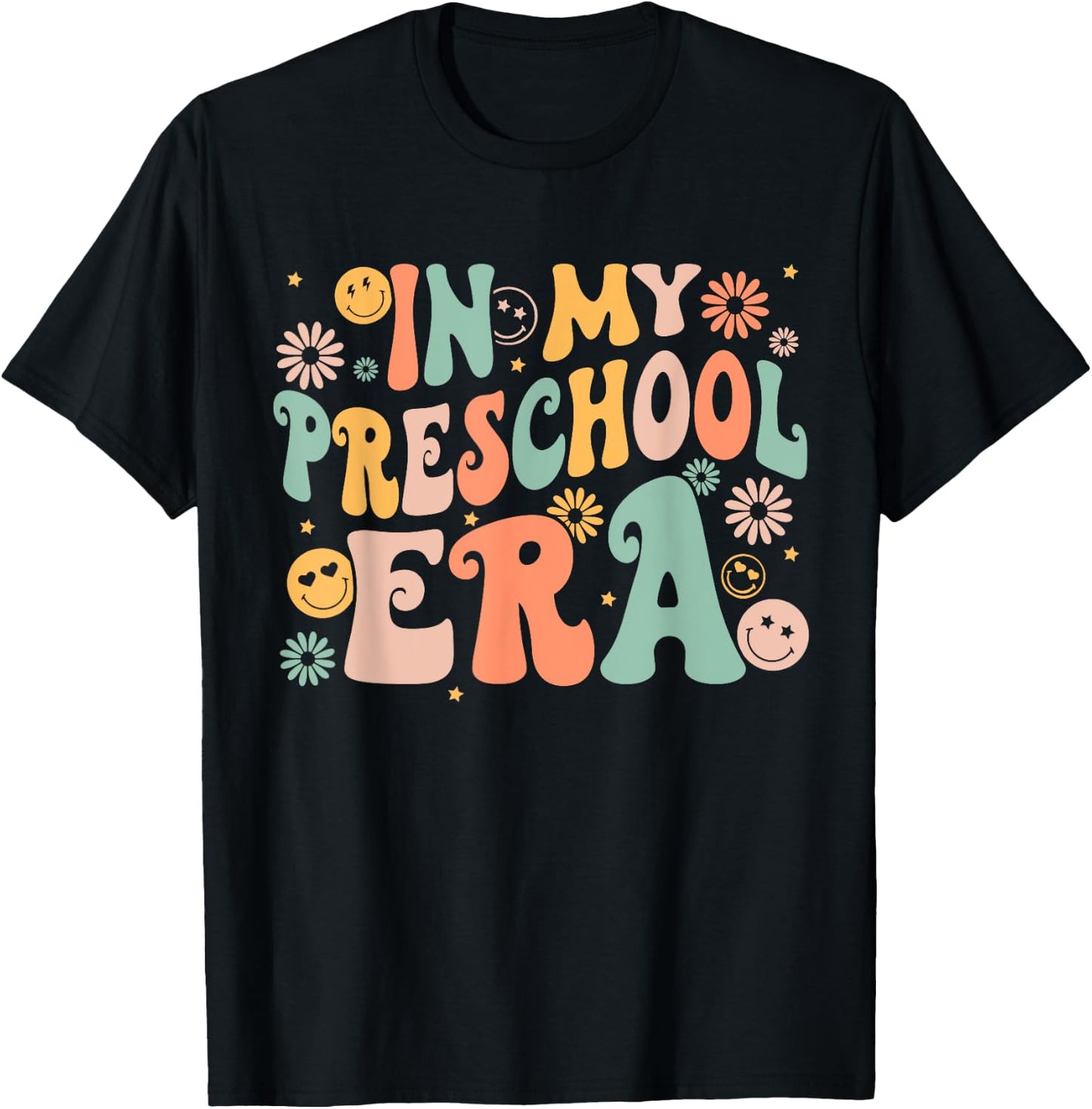 In My PreSchool Era Retro Back to School Teacher Student T-Shirt - T-Shirt | Black