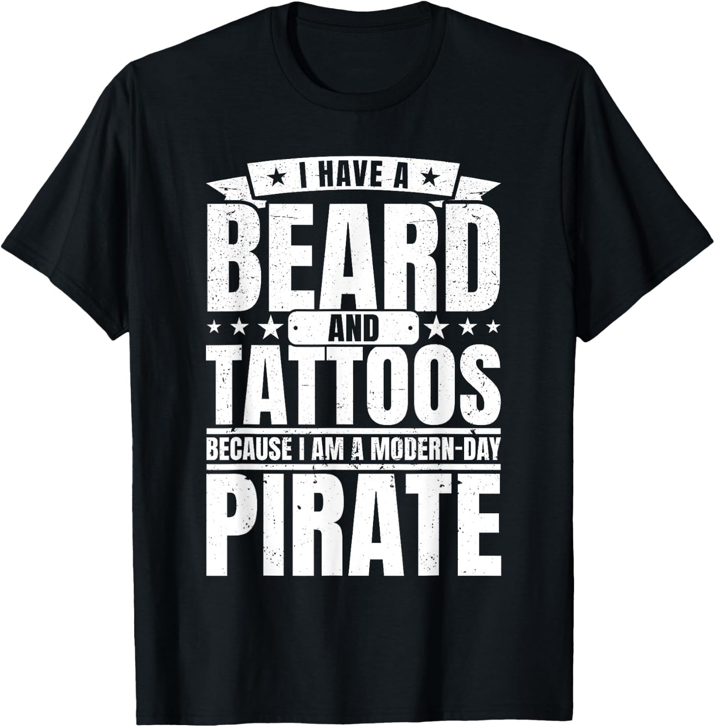 Modern Day Pirate With Beard and Tattoo Dad T-Shirt - T-Shirt | Black