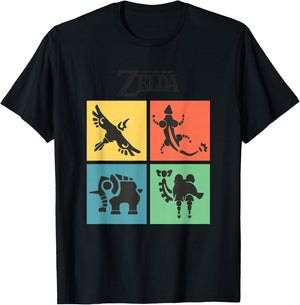 The Legend of Zelda Four Divine Beasts Color Box Up T-Shirt - T-Shirt | Black