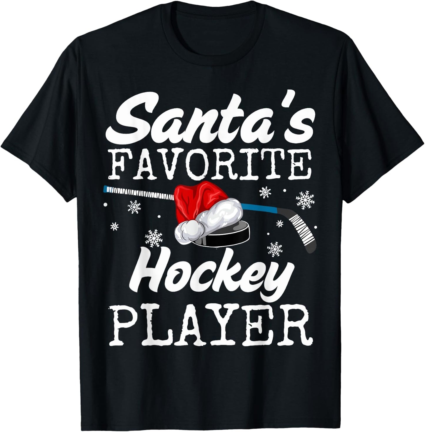 Santa's Hockey Player Christmas Pajamas Hockey Team Xmas Kid T-Shirt - T-Shirt | Black