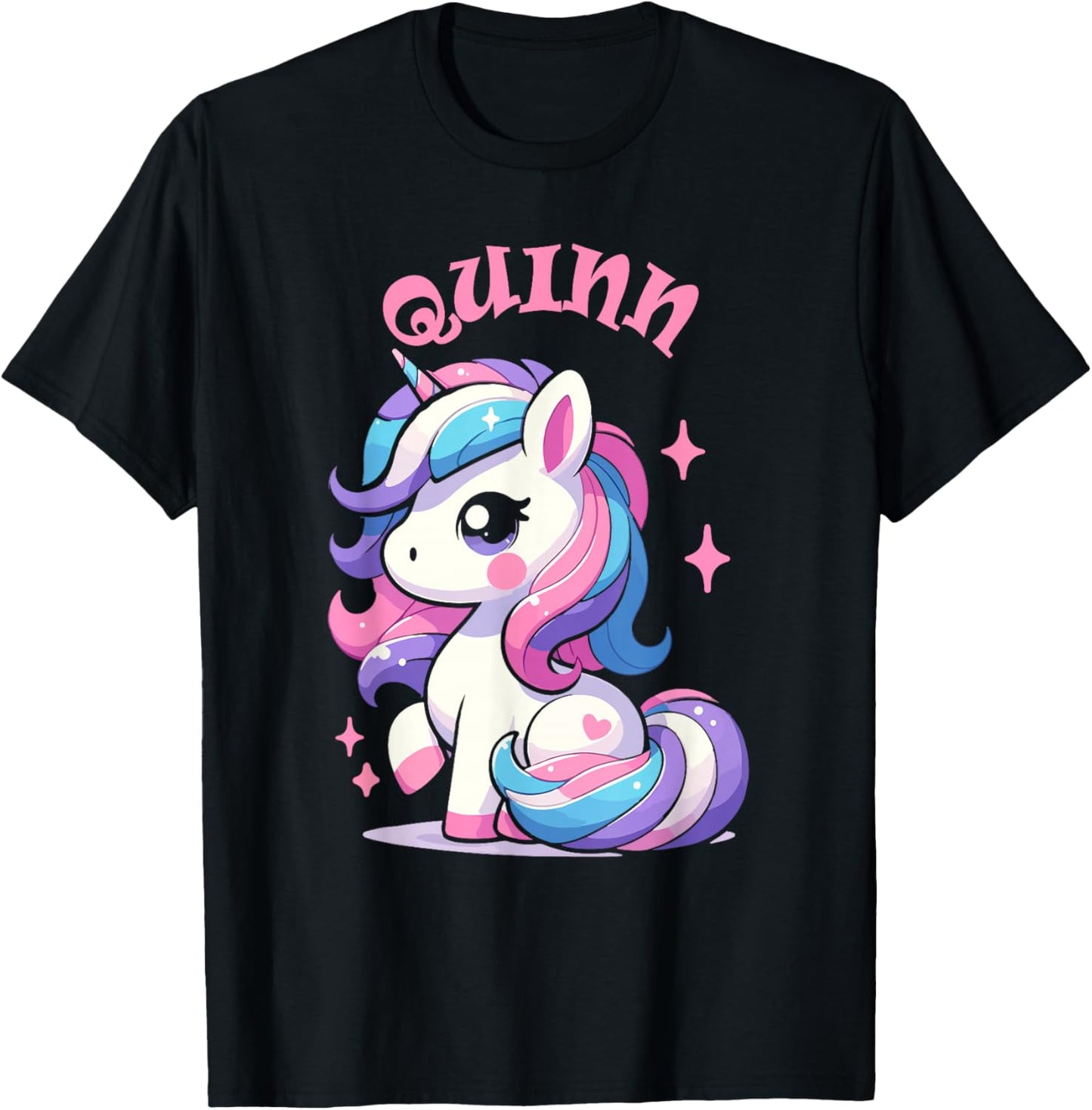 Quinn Cute Unicorn Design for Girls Name Quinn T-Shirt - T-Shirt | Black