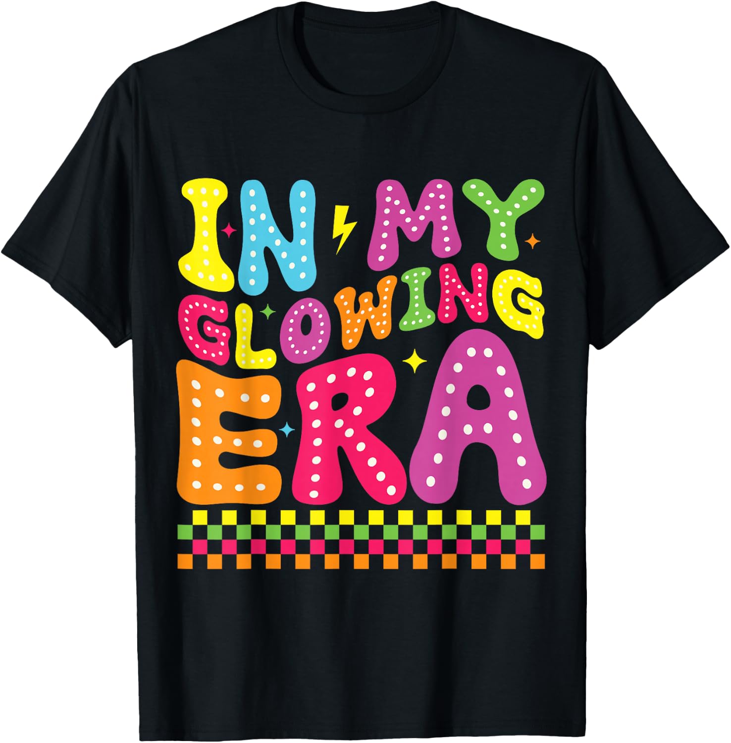 In My Glowing Era Groovy Retro Funny Summer Vacation T-Shirt - T-Shirt | Black