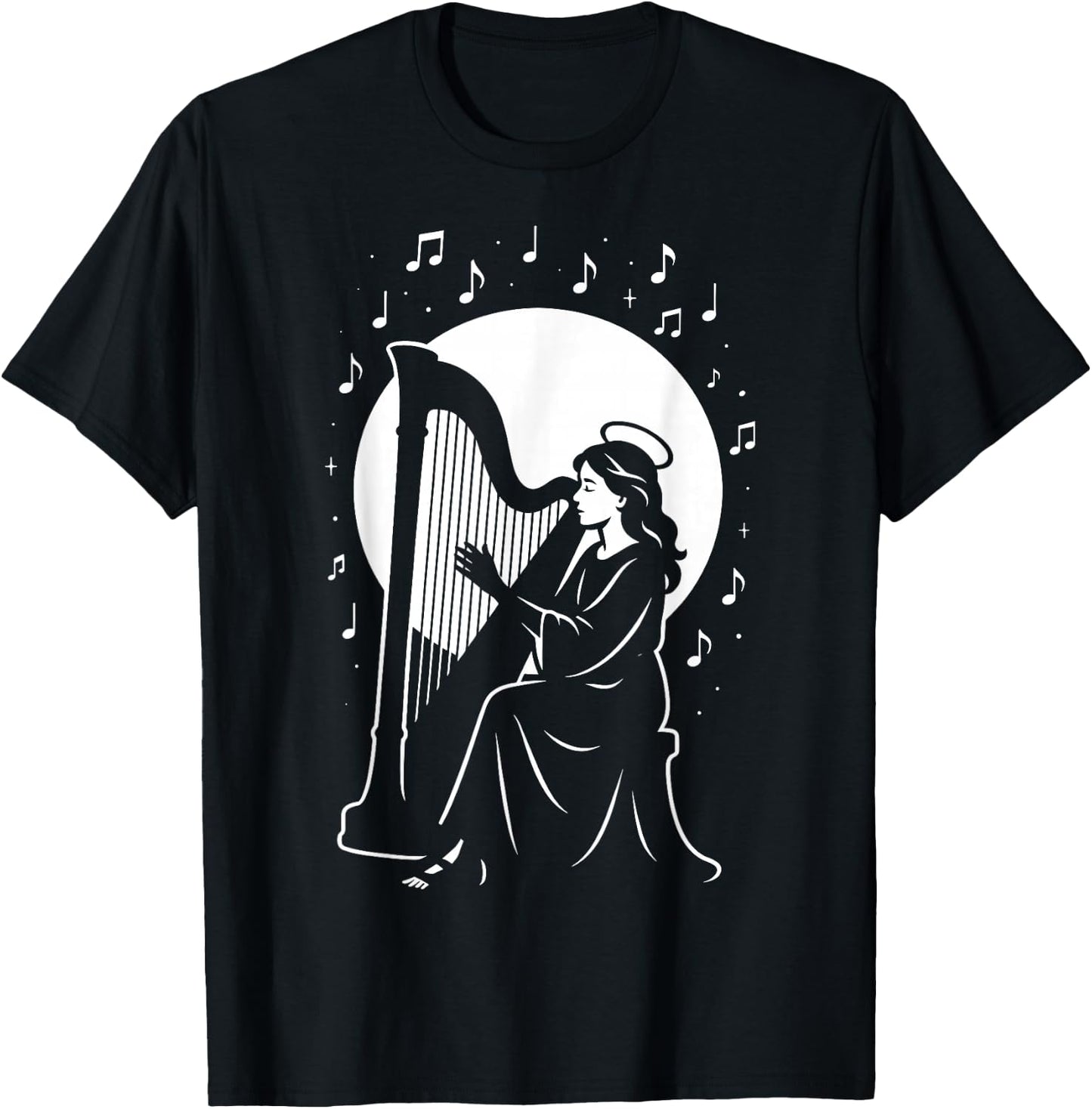 St Cecilia Confirmation Harp Catholic Patron Saint of Music T-Shirt - T-Shirt | Black