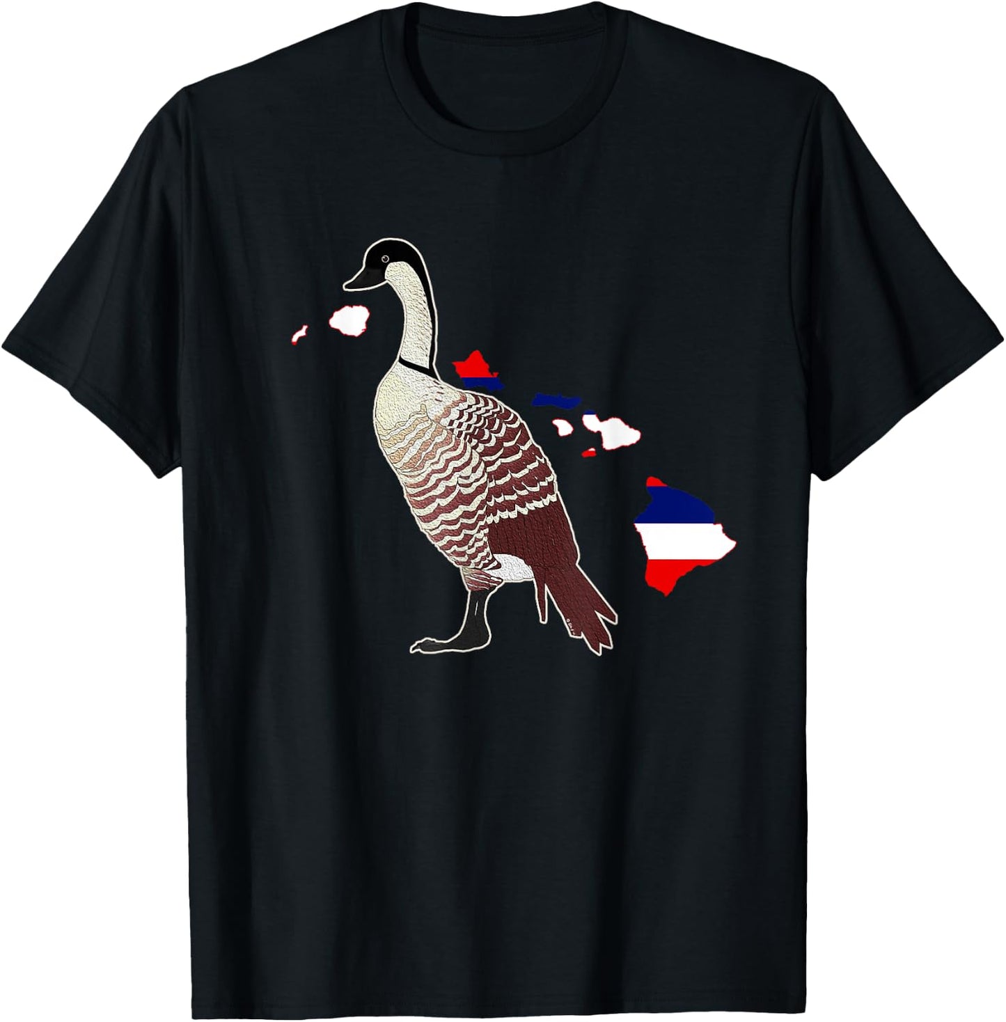 Hawaiian Goose Nene State Bird With Hawaiian Islands T-Shirt - T-Shirt | Black