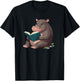 Hippopotamus is reading a Book, Reading Hippo T-Shirt - T-Shirt | Black