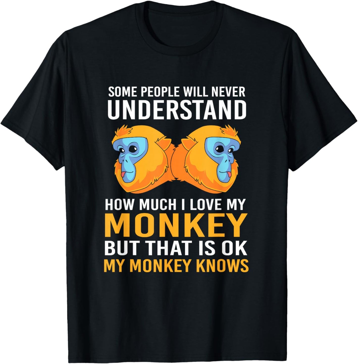 My Monkey Knows Funny Golden Snub Nosed Monkey T-Shirt - T-Shirt | Black