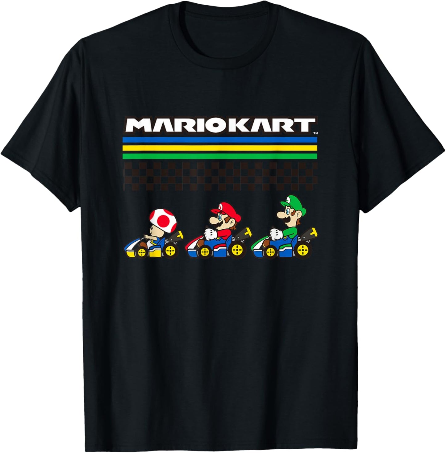 Mario Kart Rainbow Rally Character Line Up T-Shirt - T-Shirt | Black