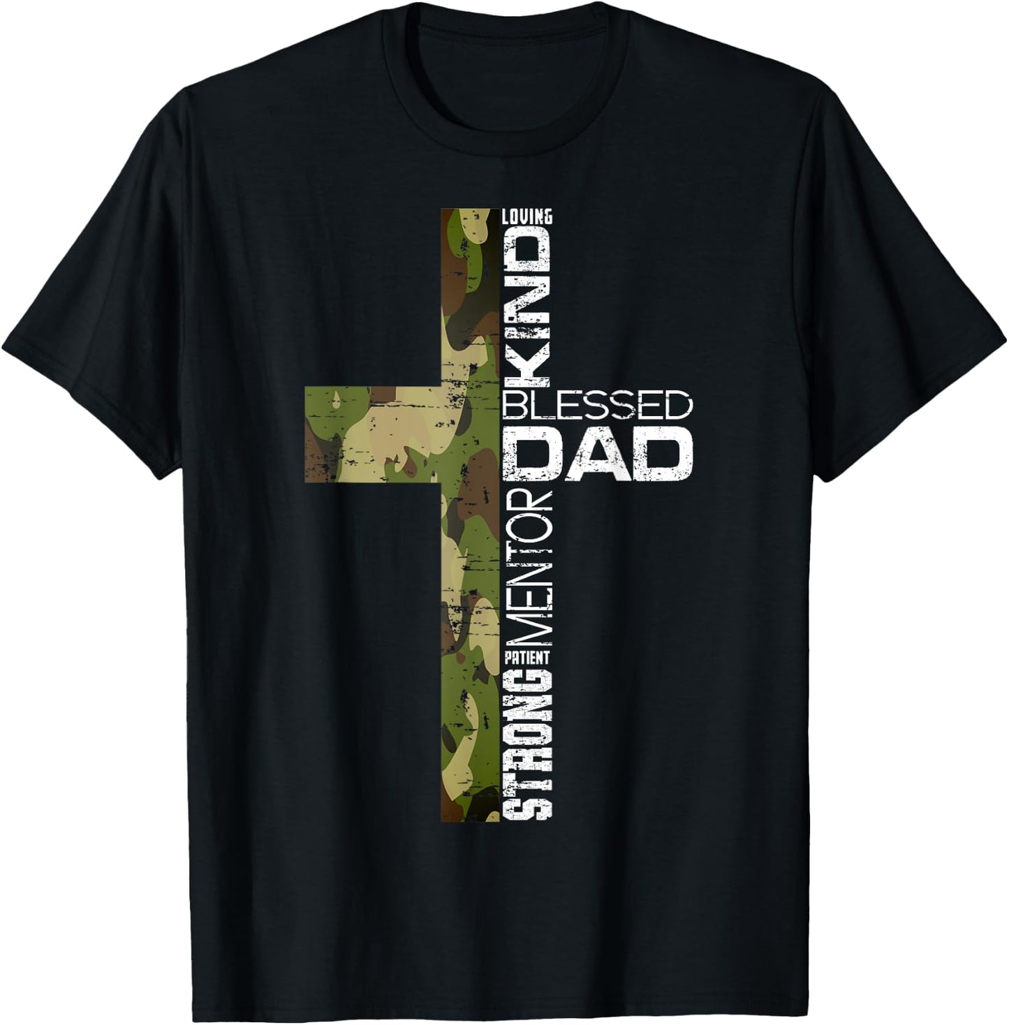 Blessed Dad Cross Christians Father's Day Christian Dad T-Shirt - T-Shirt | Black