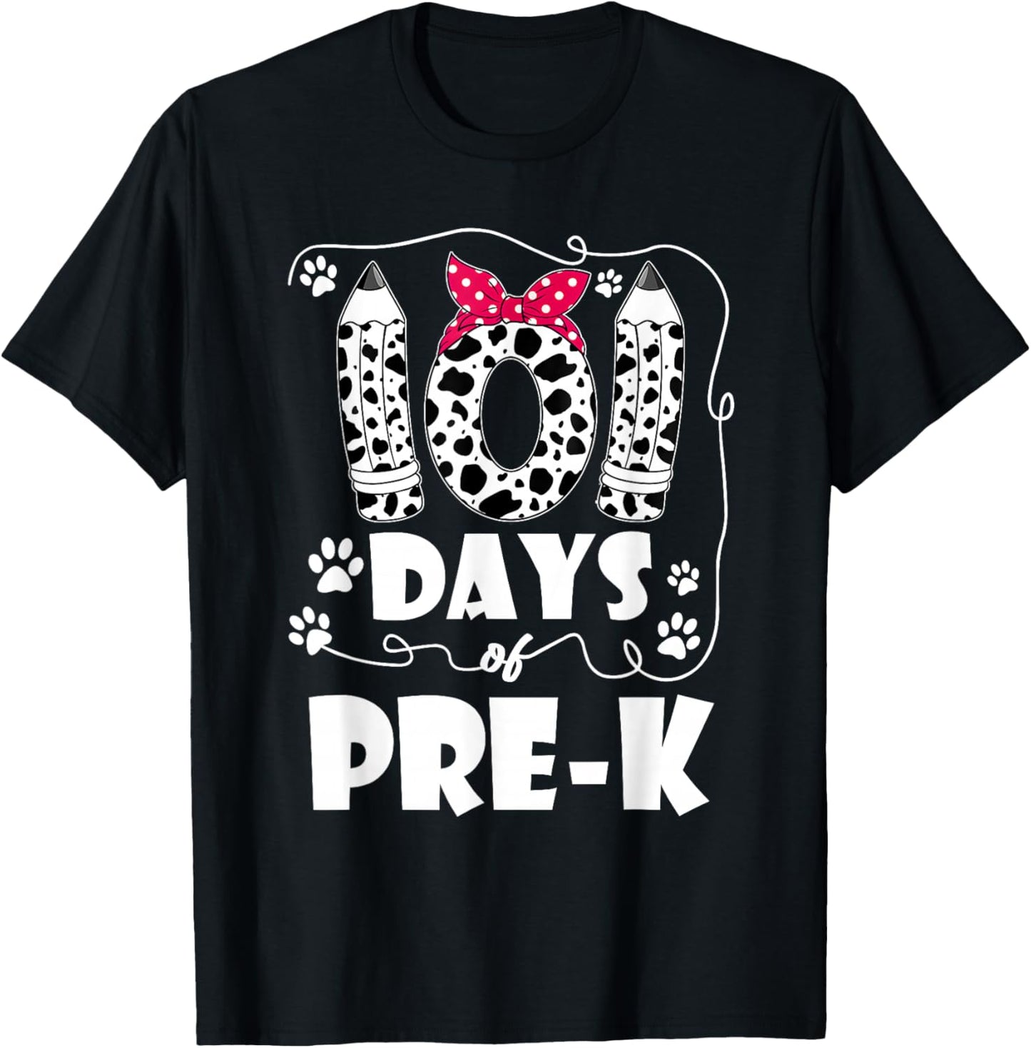 101 Days Pre K 100th Day Dog 100 Days School Students Men Women Kids T-Shirt - T-Shirt | Black