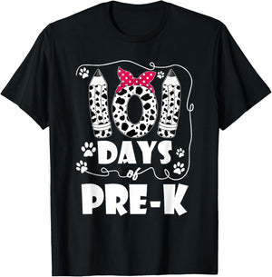 101 Days Pre K 100th Day Dog 100 Days School Students Men Women Kids T-Shirt - T-Shirt | Black