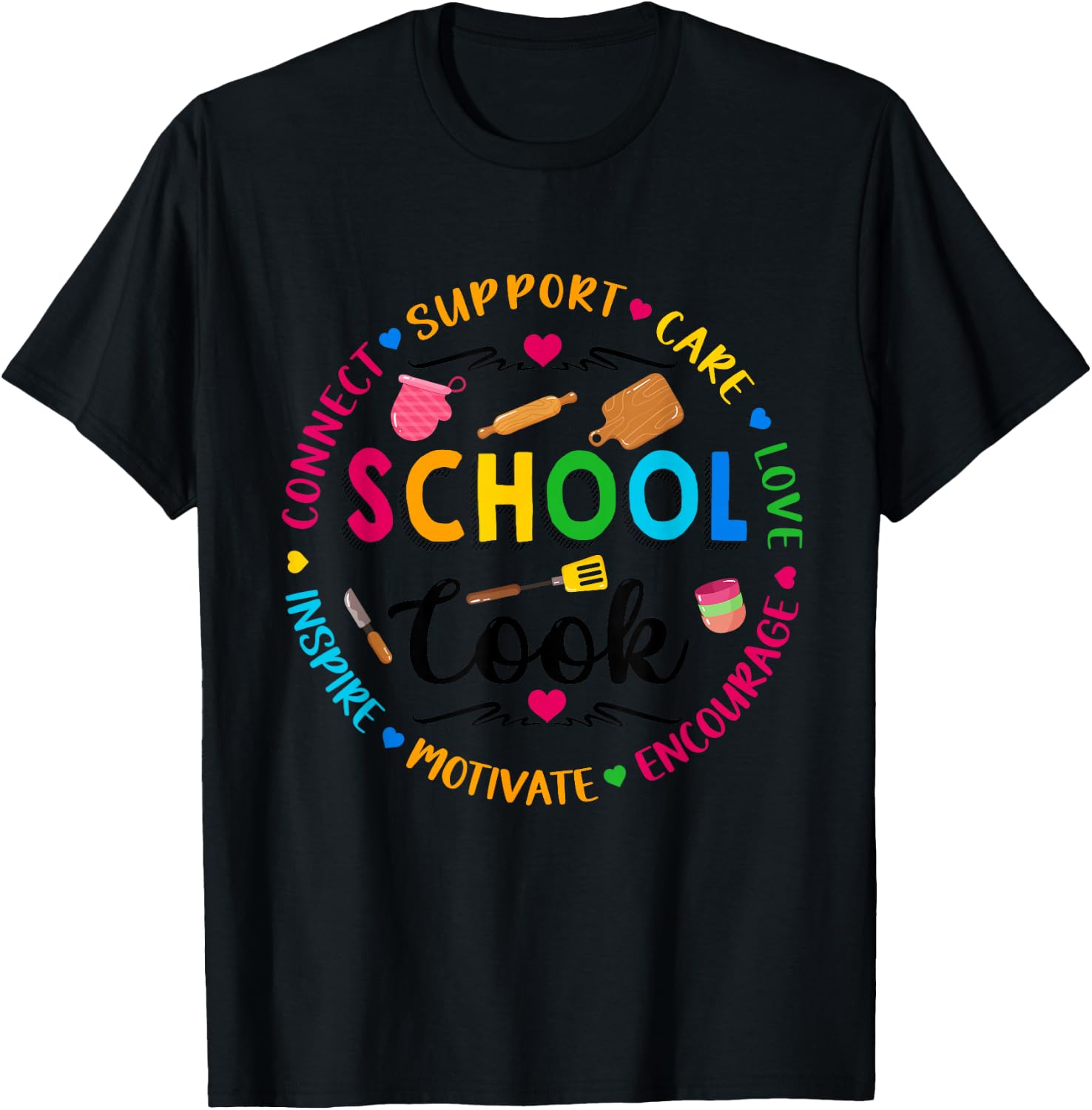 School Cook Women Lunch Lady Cafeteria Worker T-Shirt - T-Shirt | Black