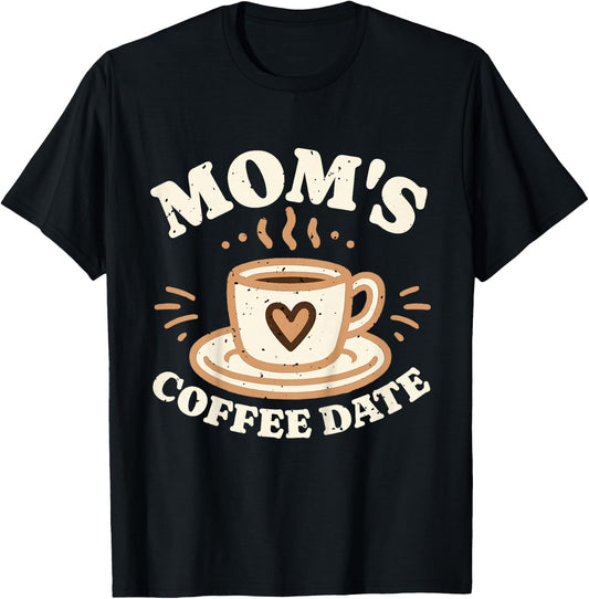Kids Mom's Coffee Date Boys Kids Youth Toddler Cute T-Shirt - T-Shirt | Black