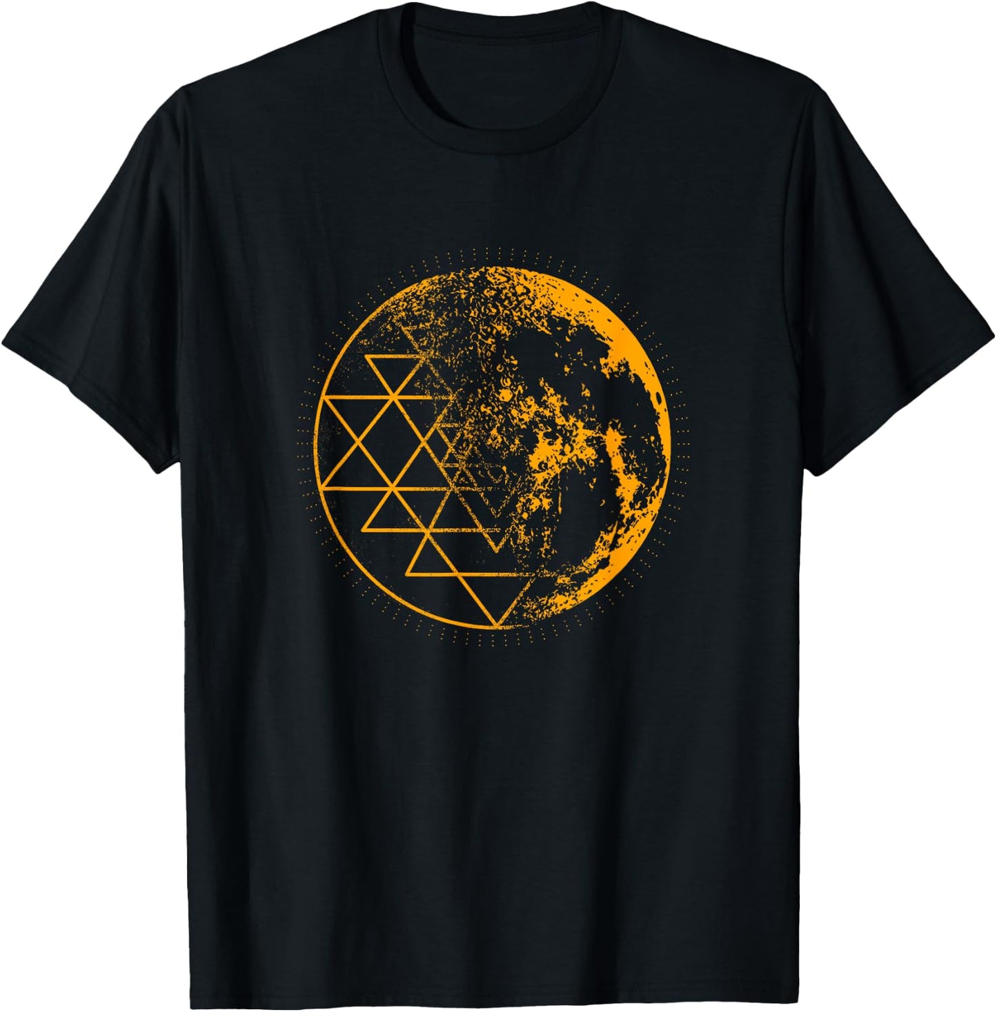 Metatron Cube Mandala Geometry Full Moon T-Shirt - T-Shirt | Black