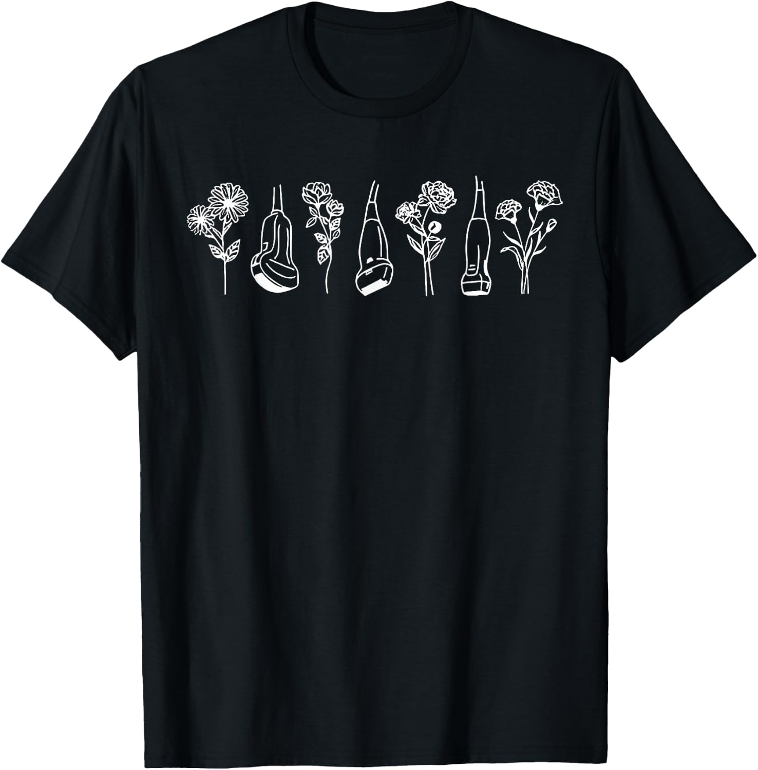 Women Floral Ultrasound Tech Sonographer Sono Tech Grad T-Shirt - T-Shirt | Black