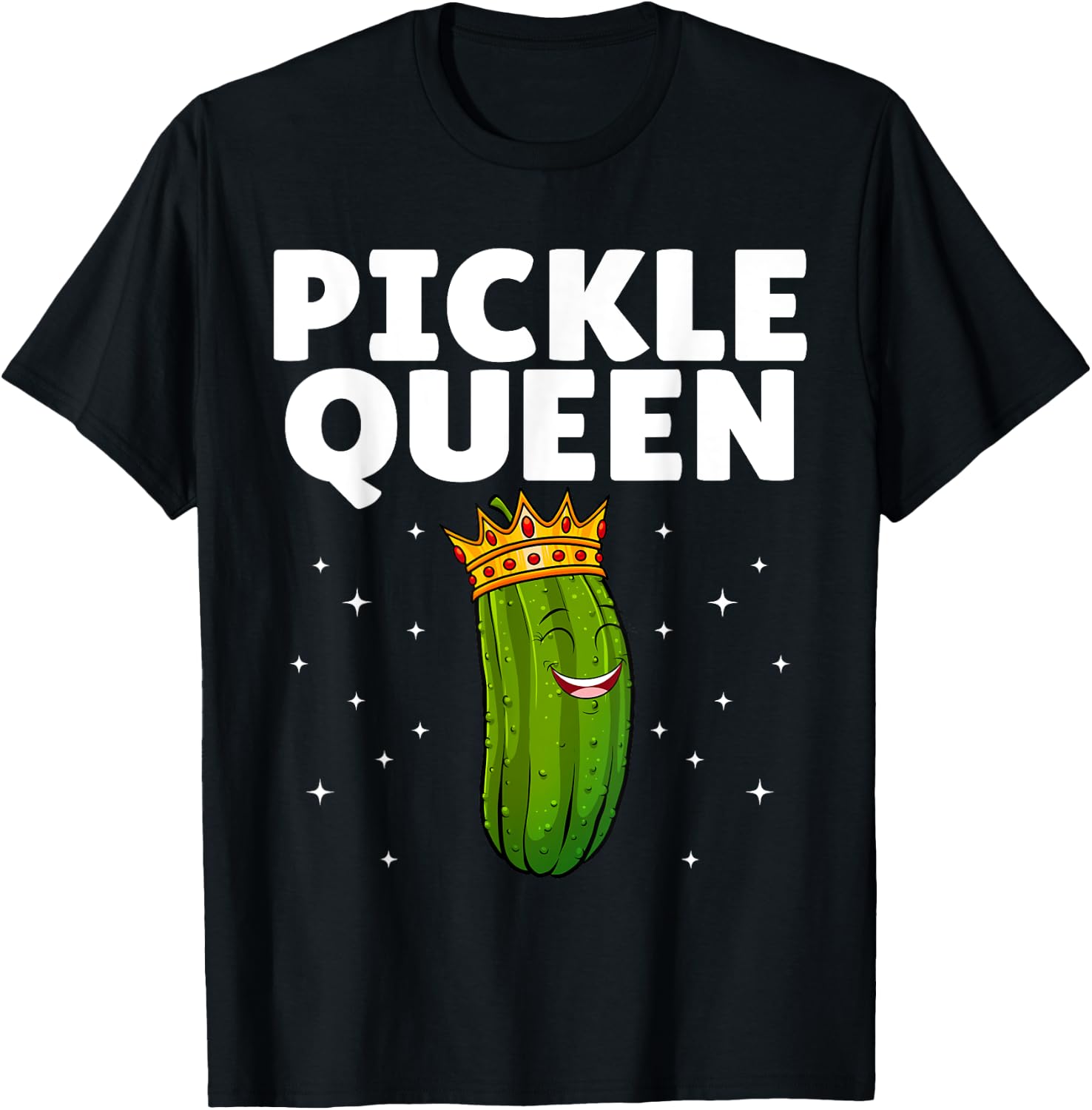Pickle Queen Art Girls Kids Cucumber Pickle Lover T-Shirt - T-Shirt | Black