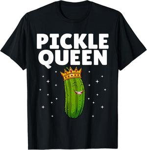 Pickle Queen Art Girls Kids Cucumber Pickle Lover T-Shirt - T-Shirt | Black