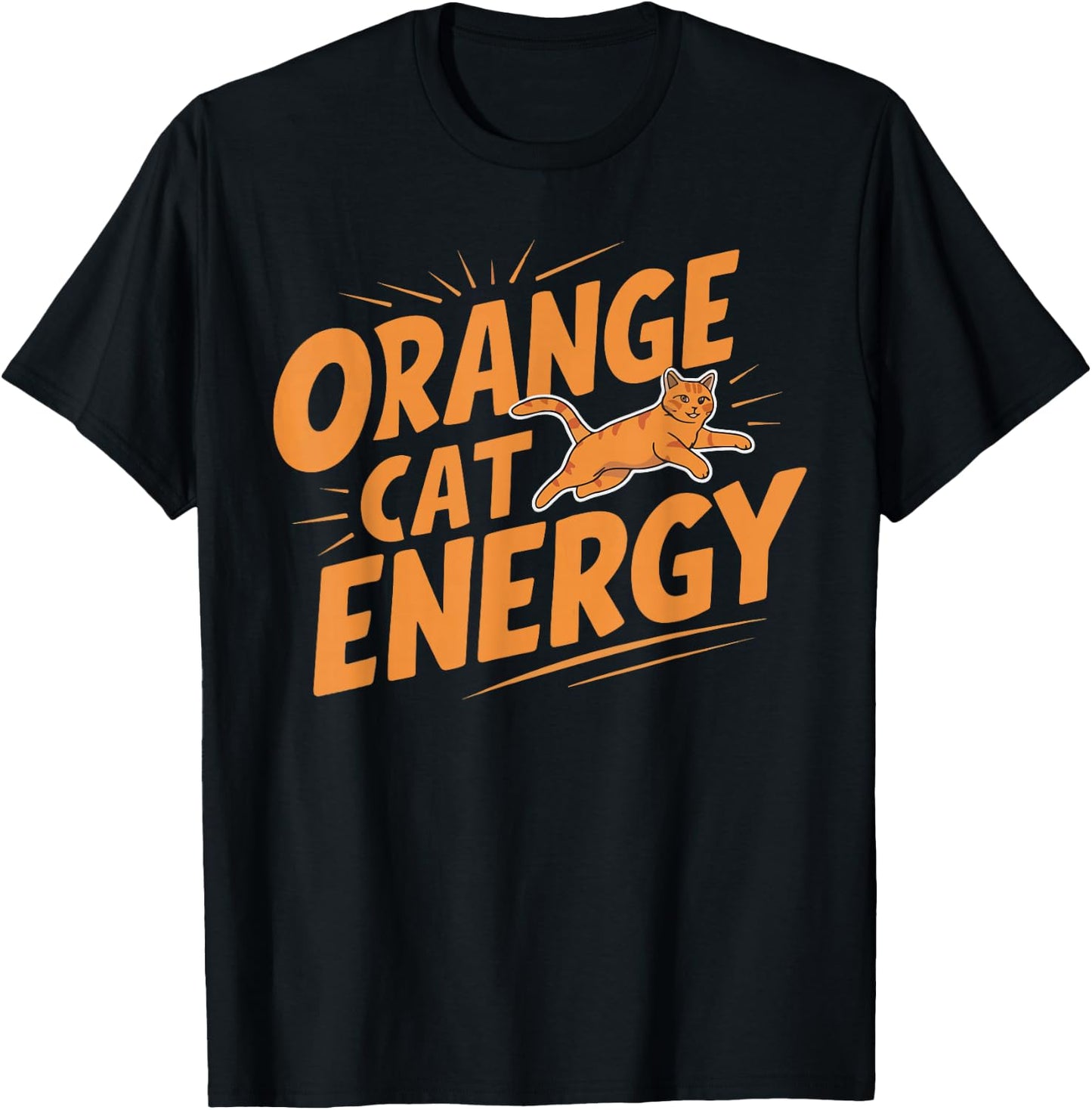 Orange Cat Energy T-Shirt - T-Shirt | Black