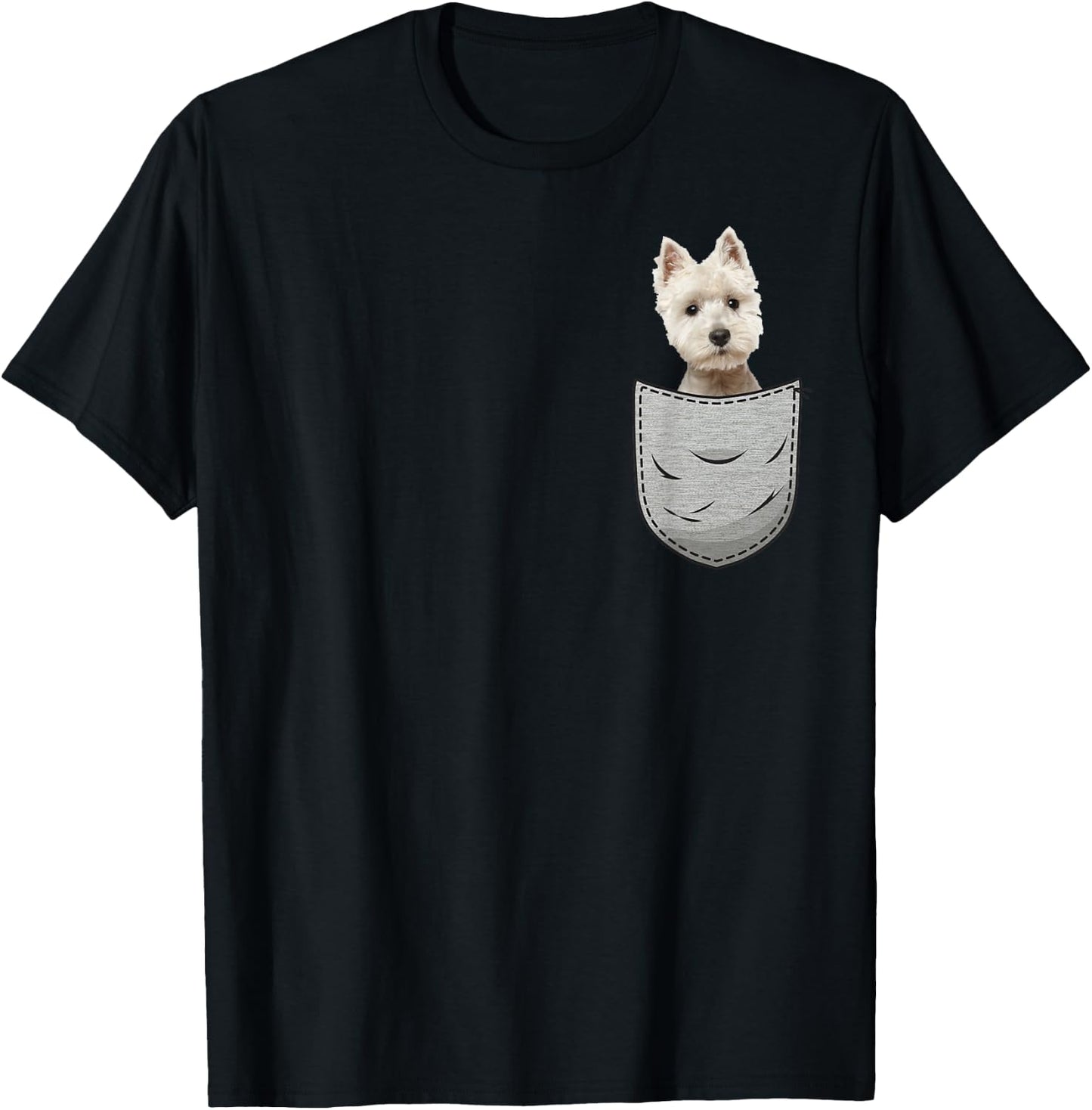 Westie White Highland Terrier Pocket for Dog Owners T-Shirt - T-Shirt | Black
