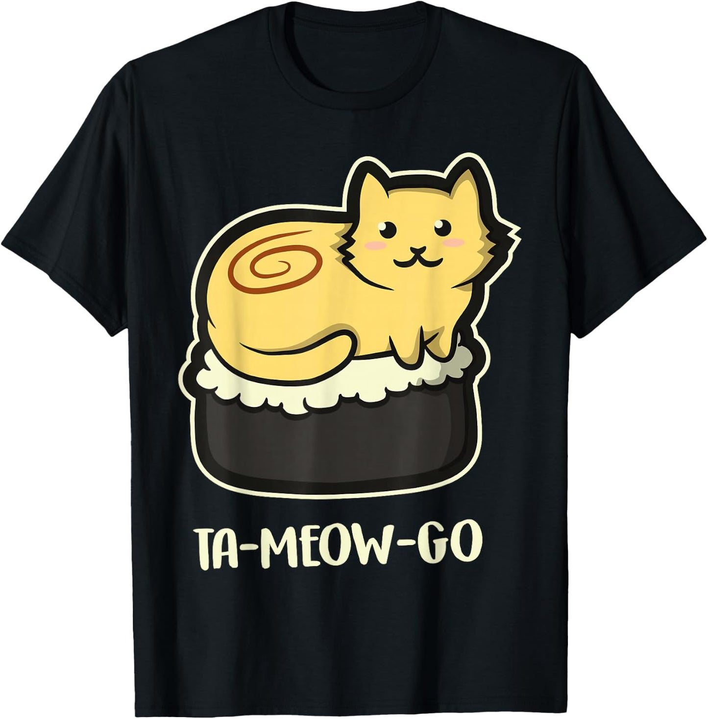 Japanese Anime Kawaii Sushi Cat T-Shirt - T-Shirt | Black
