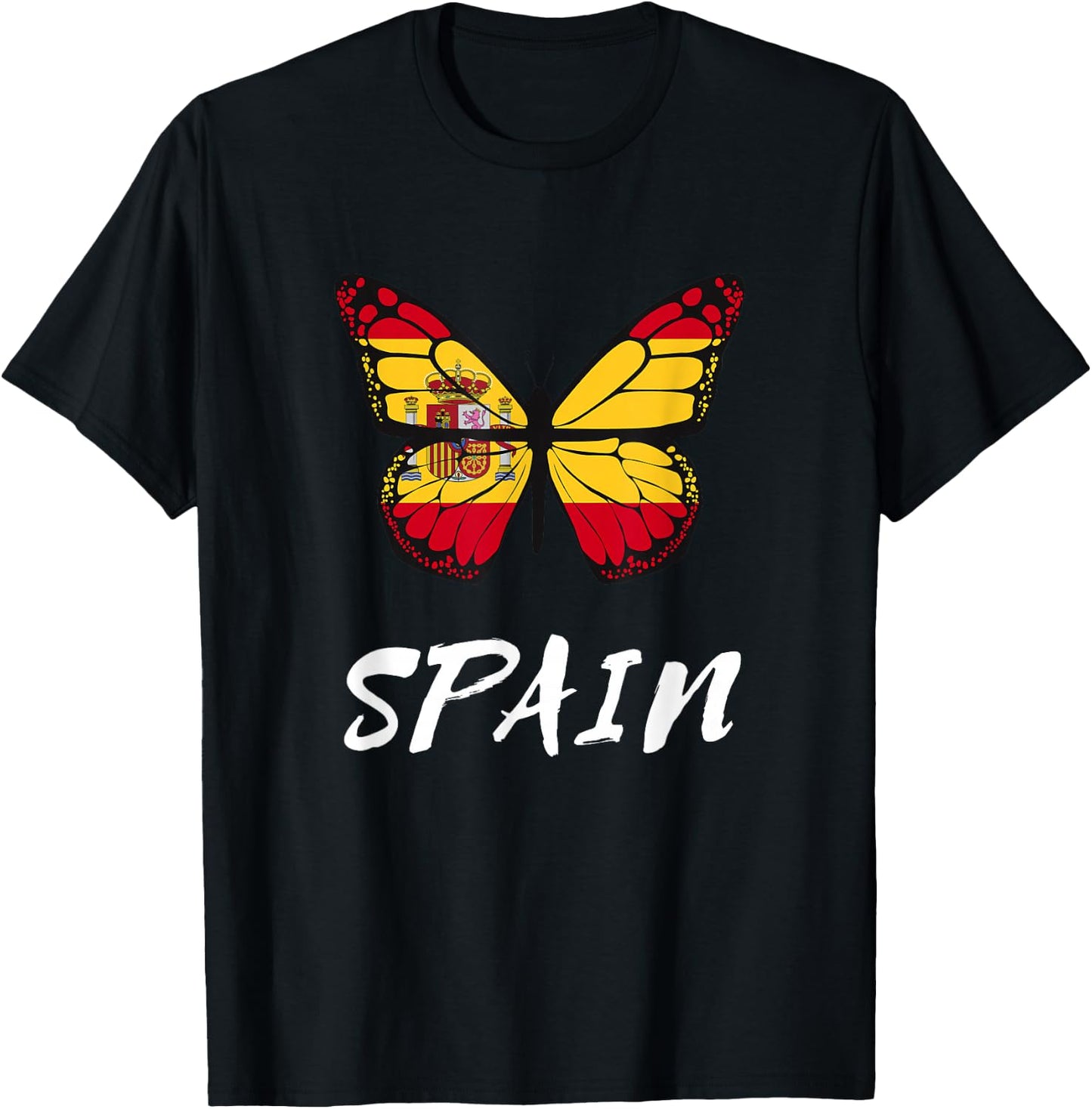 Spain Butterfly Flag España Pride Spanish Roots T-Shirt - T-Shirt | Black