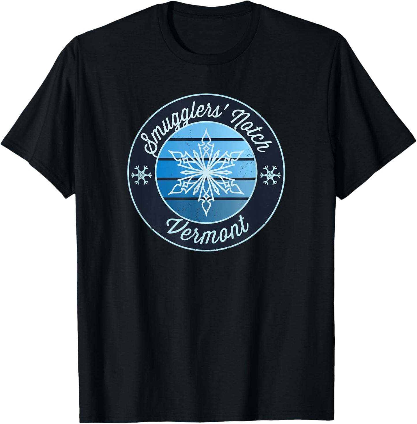 Smugglers' Notch Vermont VT Ski Souvenir Snow Graphic T-Shirt - T-Shirt | Black