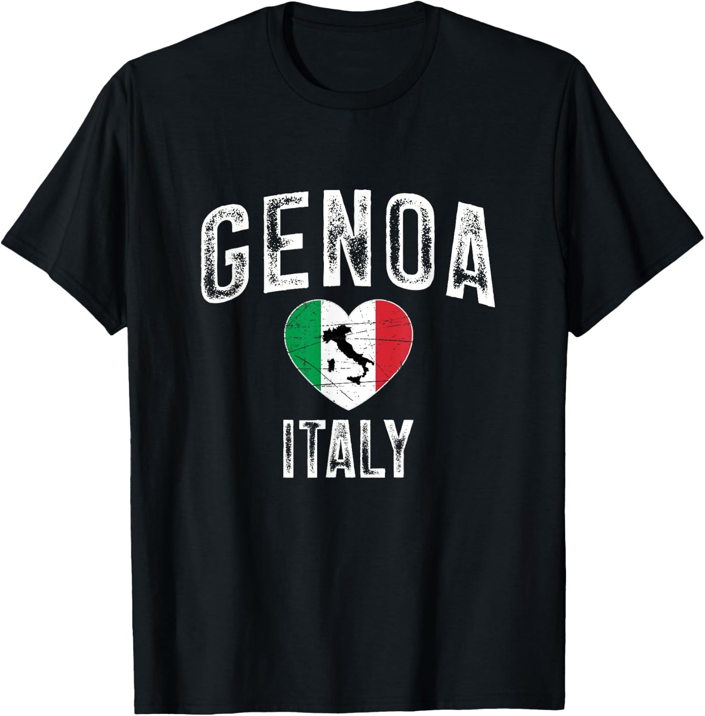 Genoa City In Italy, Flag Of Italy, Italy Map T-Shirt - T-Shirt | Black