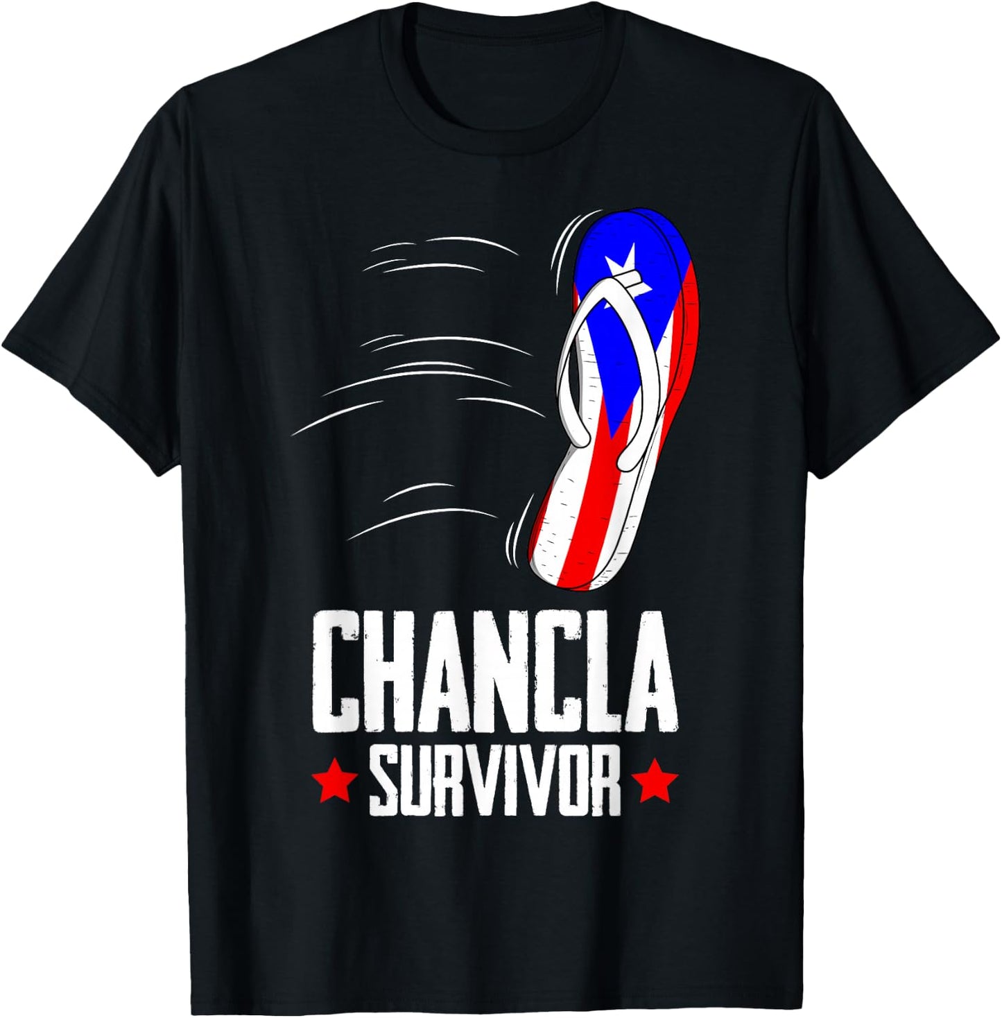 Chancla Survivor Puerto Rico , Small, Black T-Shirt - T-Shirt | Black