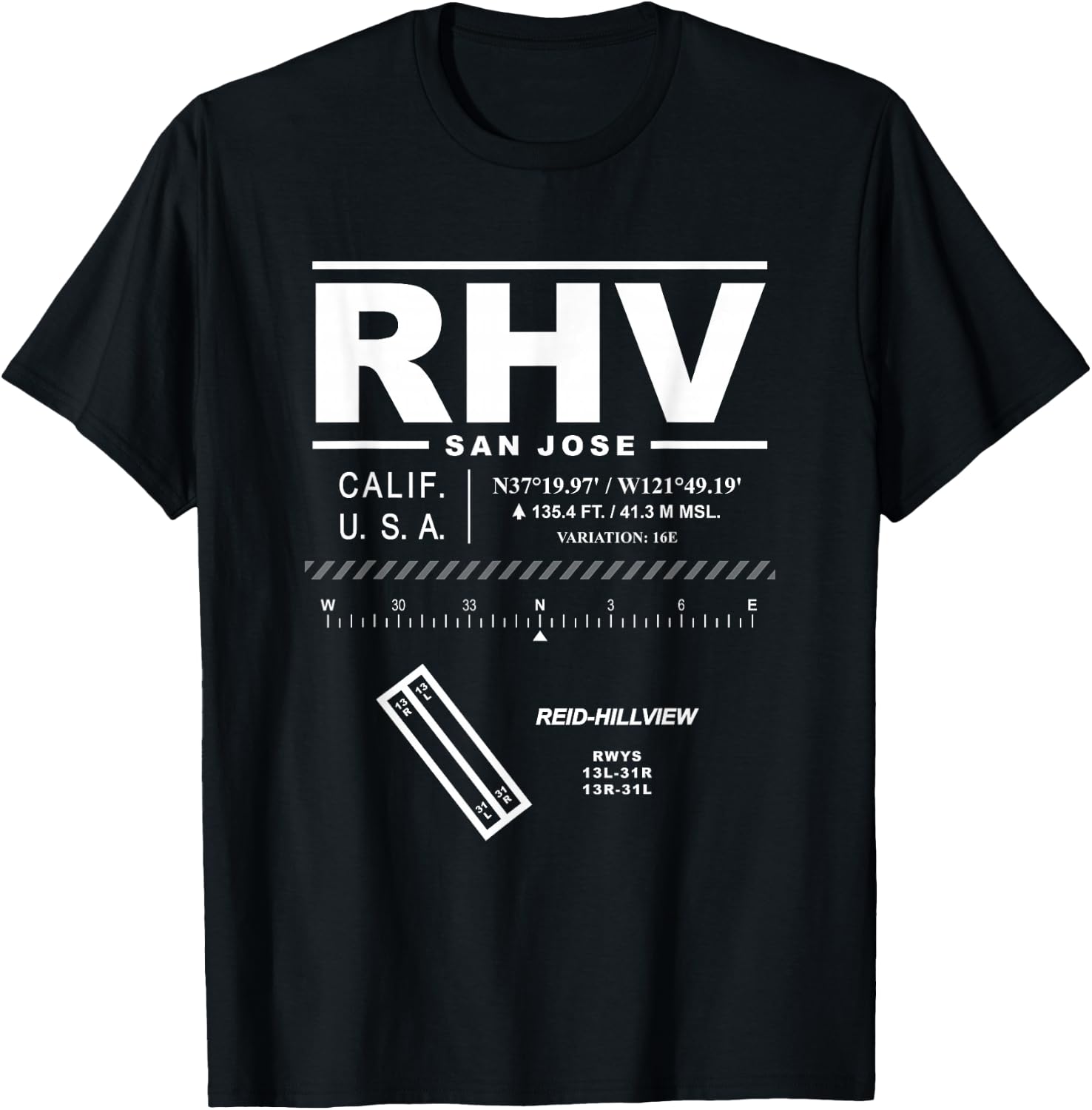 Reid-Hillview Airport San Jose California RHV T-Shirt - T-Shirt | Black