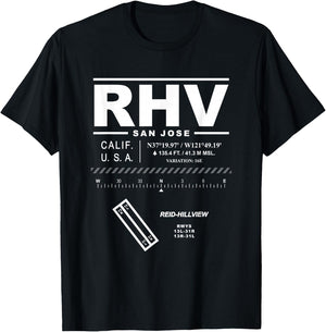 Reid-Hillview Airport San Jose California RHV T-Shirt - T-Shirt | Black