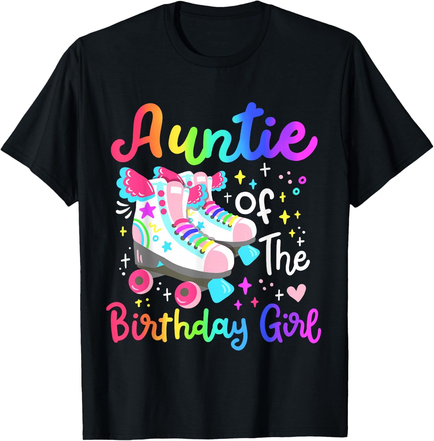 Auntie of the Birthday Girl Skater Roller Skate Family Party T-Shirt - T-Shirt | Black