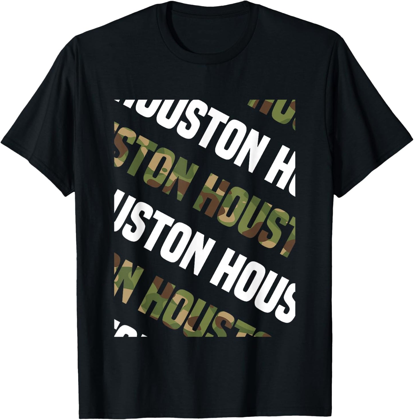 Houston Camo Pattern Green Camouflage T-Shirt - T-Shirt | Black