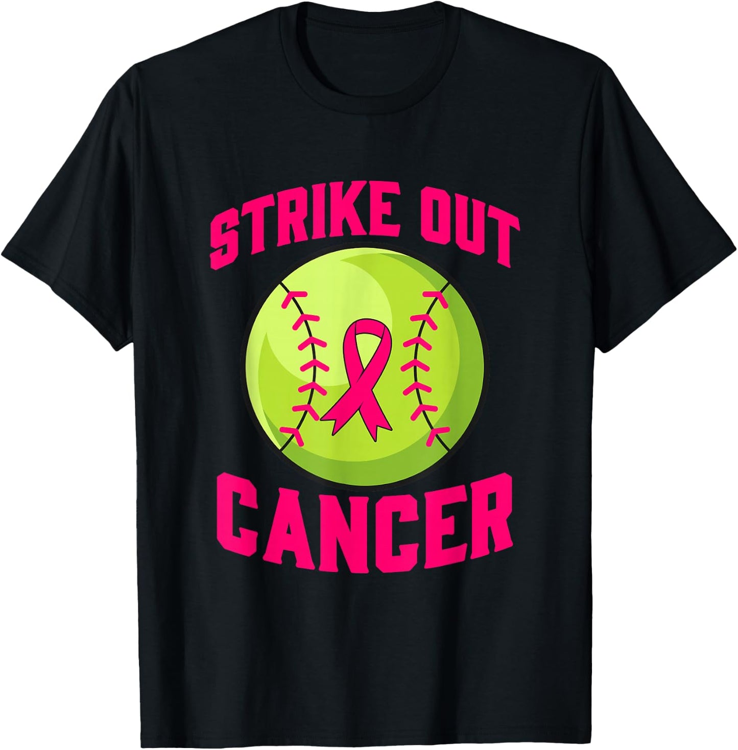Strike Out Breast Cancer Awareness Softball Fighters T-Shirt - T-Shirt | Black