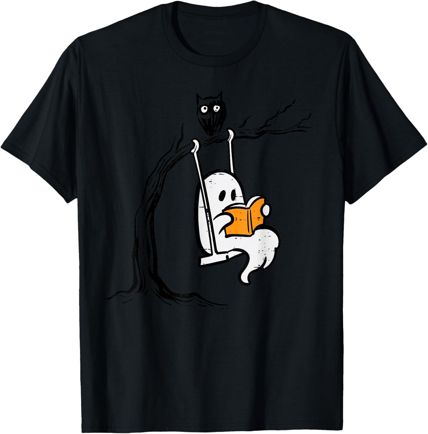 Halloween Ghost Swing Reading Vintage Costume Women Kids Men T-Shirt - T-Shirt | Black