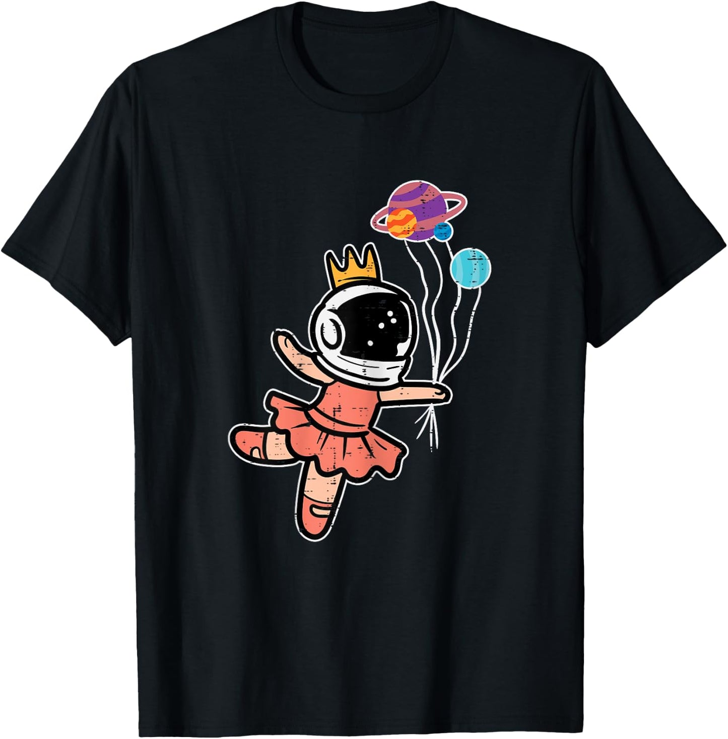 Astronaut Ballet Dancer Space Galaxy Girls Kids Youth Women T-Shirt - T-Shirt | Black