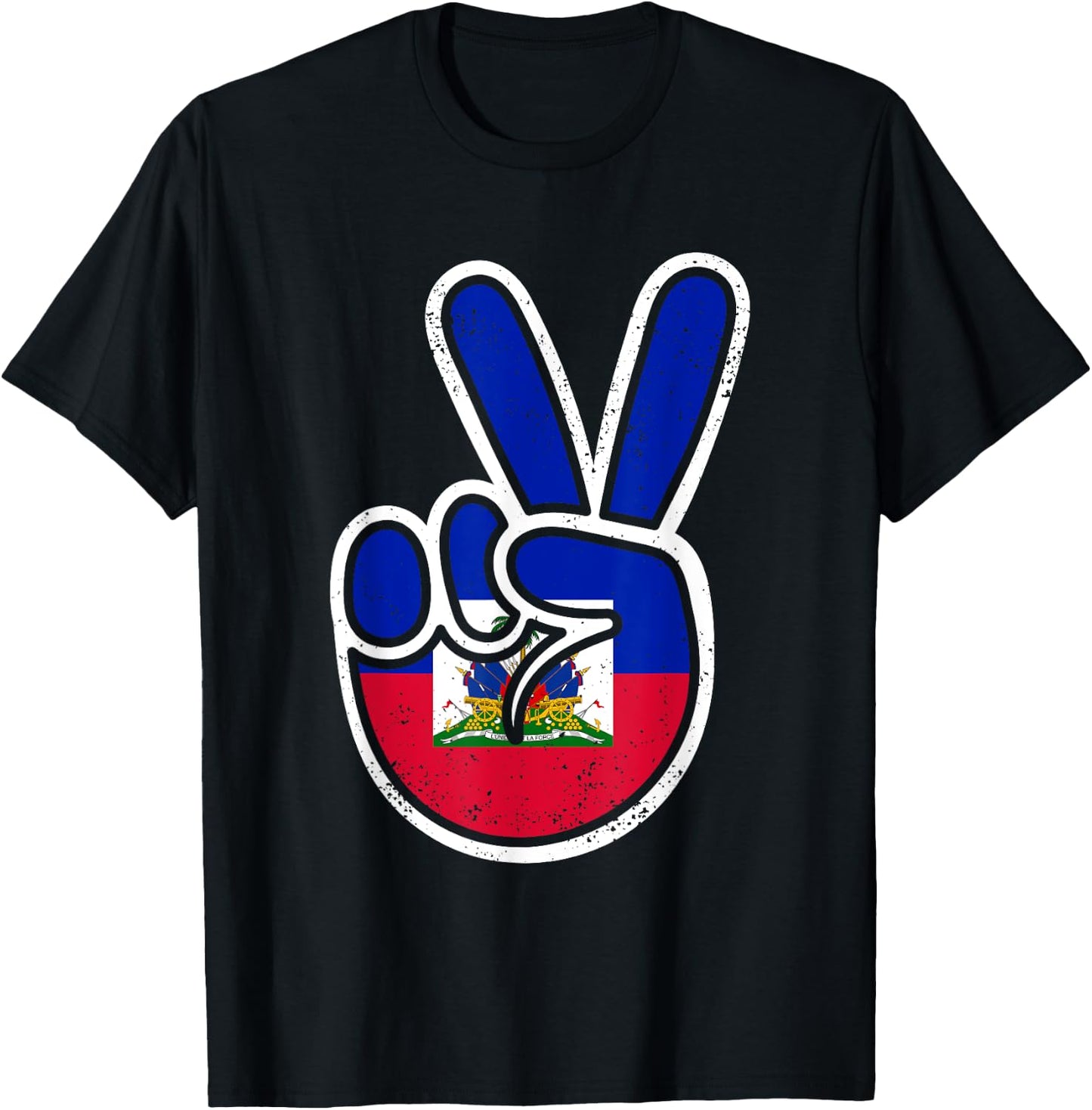 Haitian Flag Day Peace Sign Funny Haiti Retro Boys Toddler T-Shirt - T-Shirt | Black