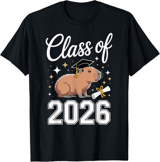 Capybara Graduation T-Shirt - T-Shirt | Black