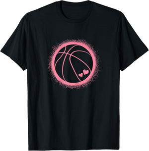 Cute Pink Basketball Lover Basketball Player Women Girls T-Shirt - T-Shirt | Black