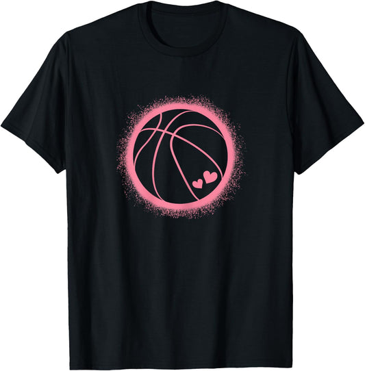 Cute Pink Basketball Lover Basketball Player Women Girls T-Shirt - T-Shirt | Black