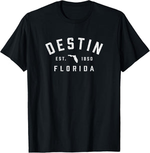 Destin Florida Est 1850 Vintage Preppy Throwback T-Shirt - T-Shirt | Black